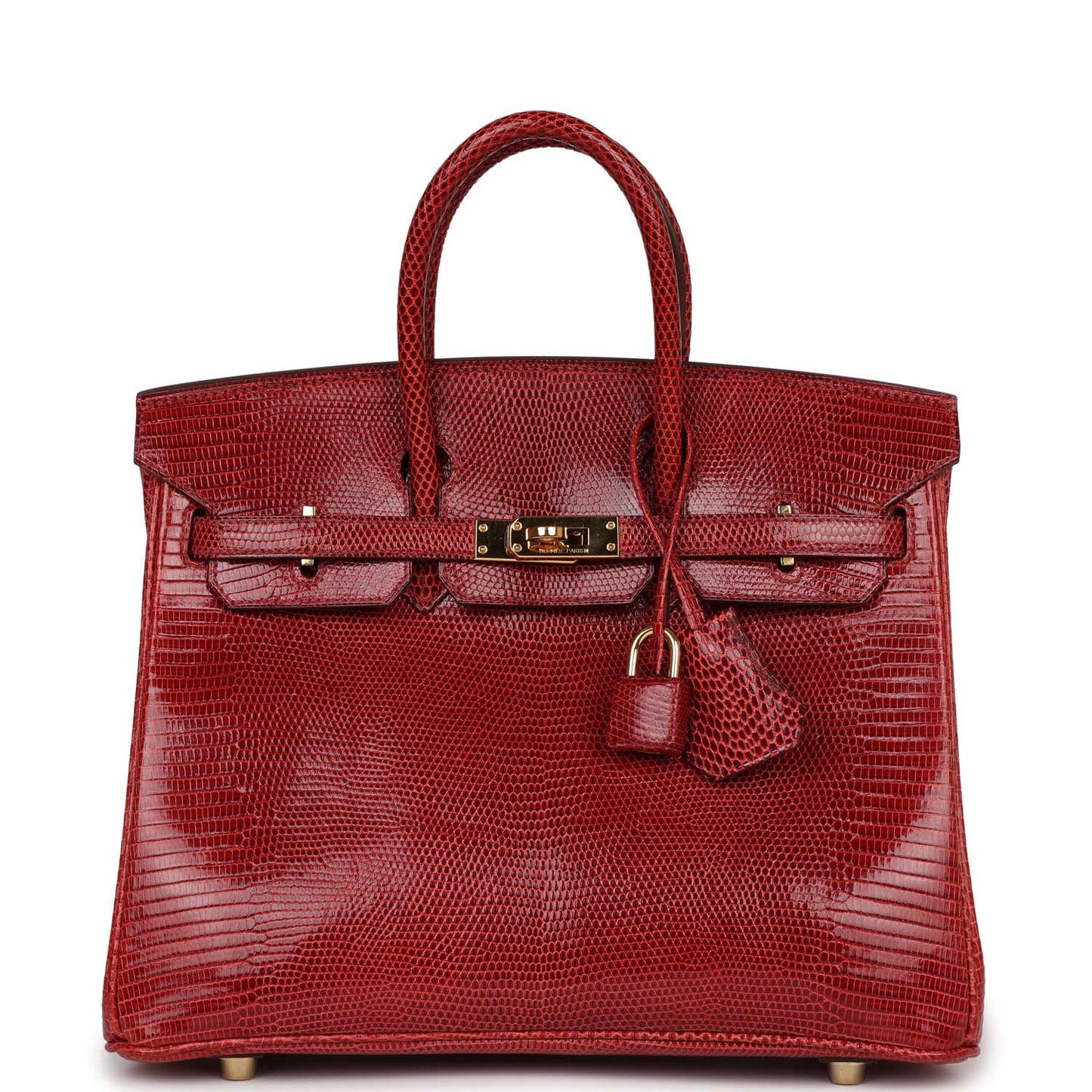 Top Quality Luxury Hermes Birkin 25 Rouge Moyen Salvator Lizard Gold Hardware