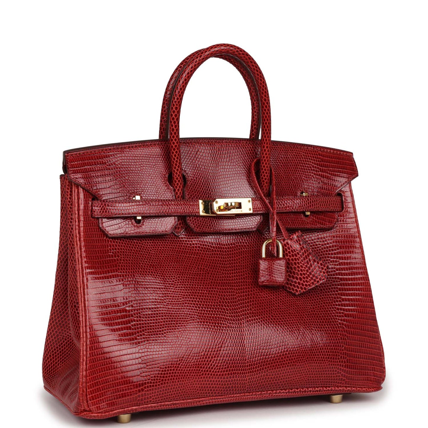 Top Quality Luxury Hermes Birkin 25 Rouge Moyen Salvator Lizard Gold Hardware