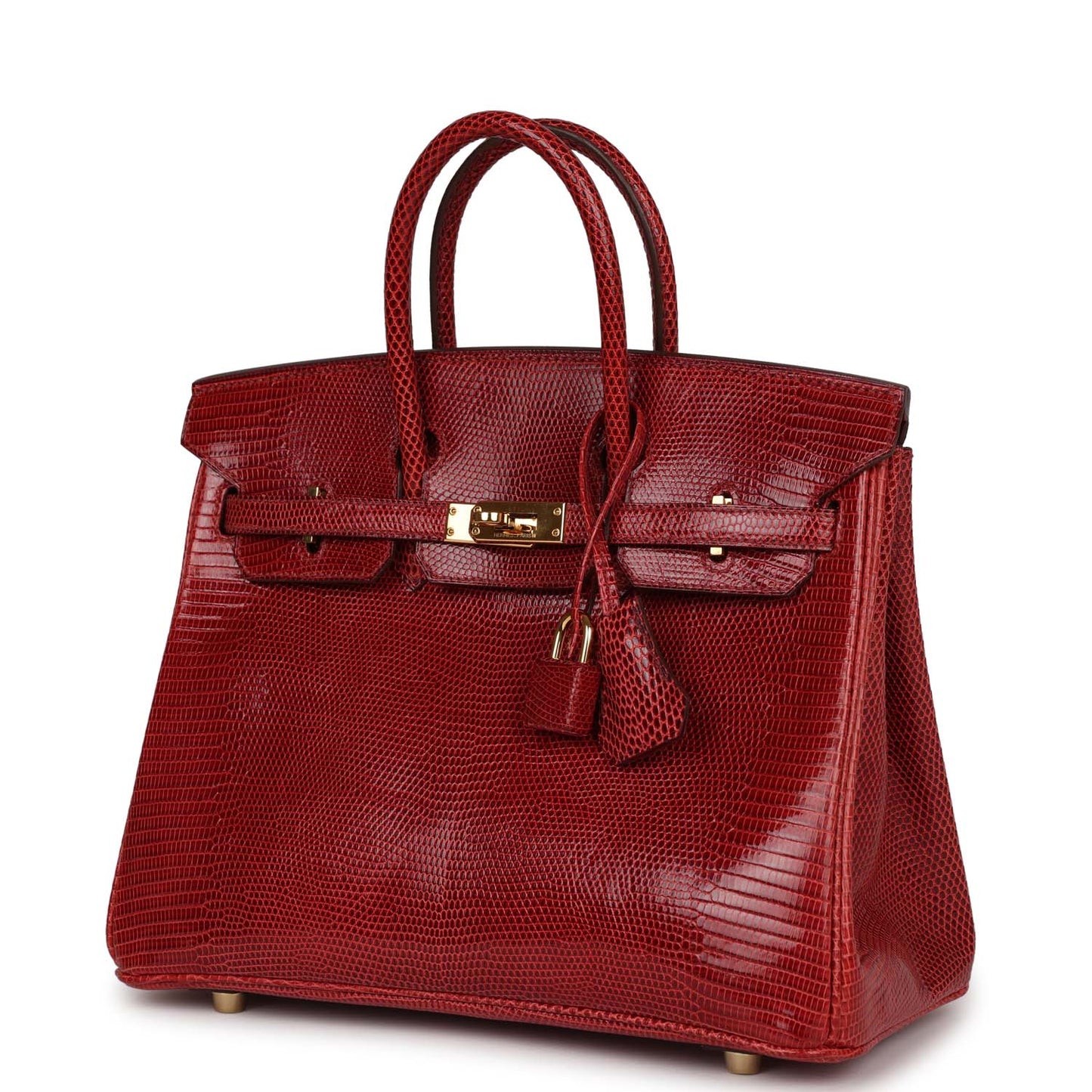 Top Quality Luxury Hermes Birkin 25 Rouge Moyen Salvator Lizard Gold Hardware