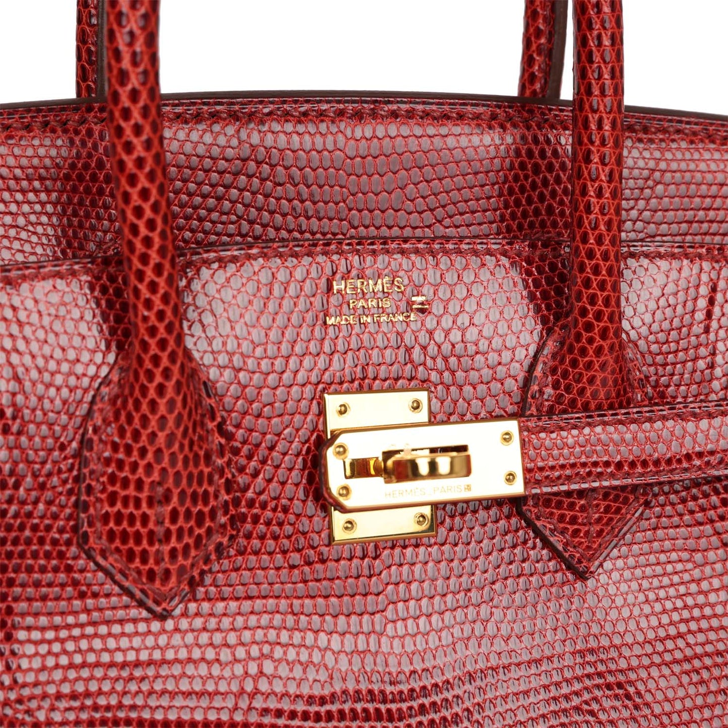 Top Quality Luxury Hermes Birkin 25 Rouge Moyen Salvator Lizard Gold Hardware