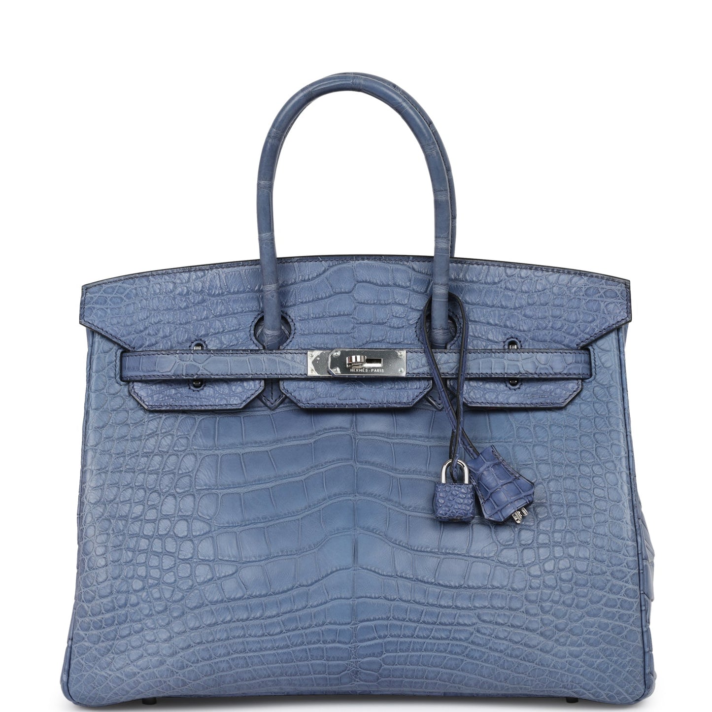 Top Quality Luxury Hermes Birkin 35 Bleu Brighton Matte Alligator Palladium Hardware