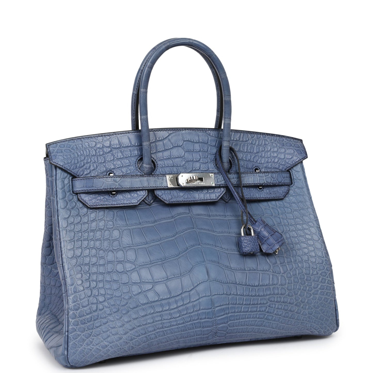 Top Quality Luxury Hermes Birkin 35 Bleu Brighton Matte Alligator Palladium Hardware