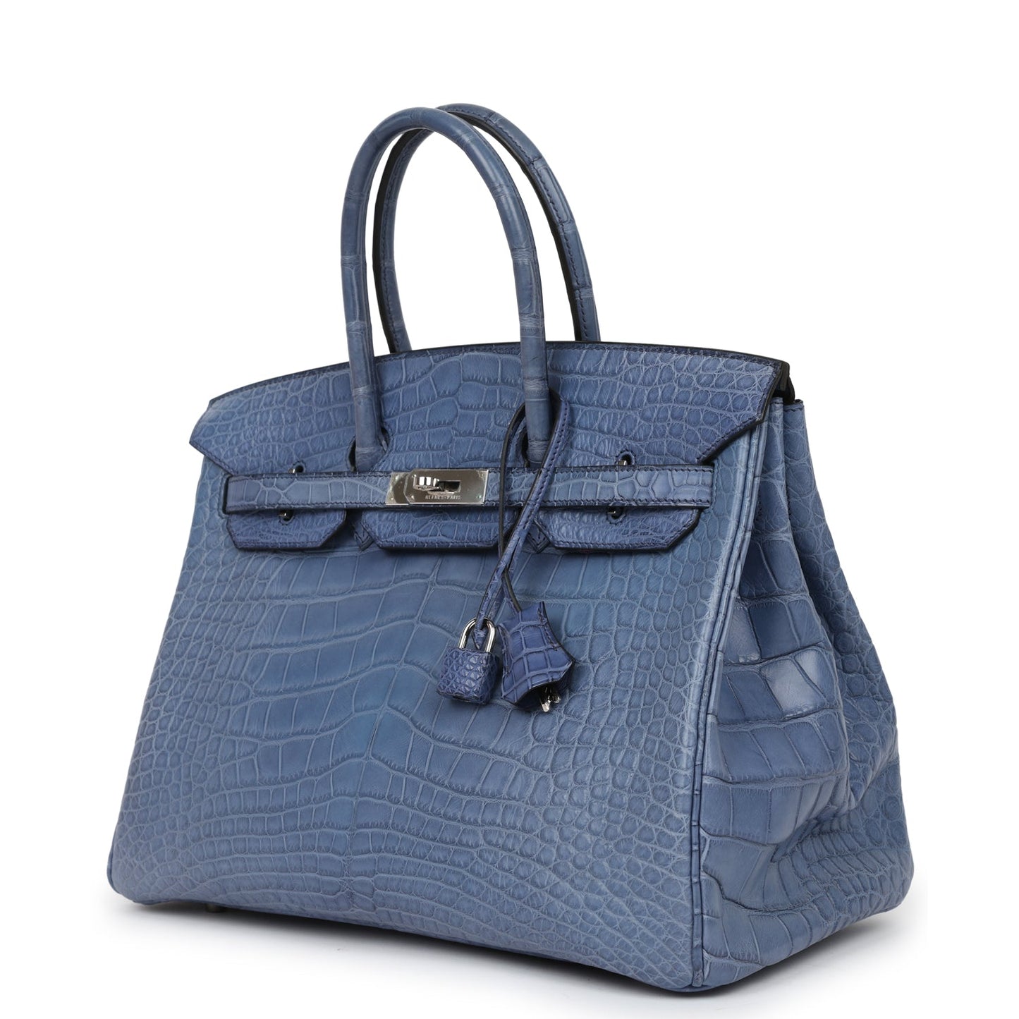 Top Quality Luxury Hermes Birkin 35 Bleu Brighton Matte Alligator Palladium Hardware