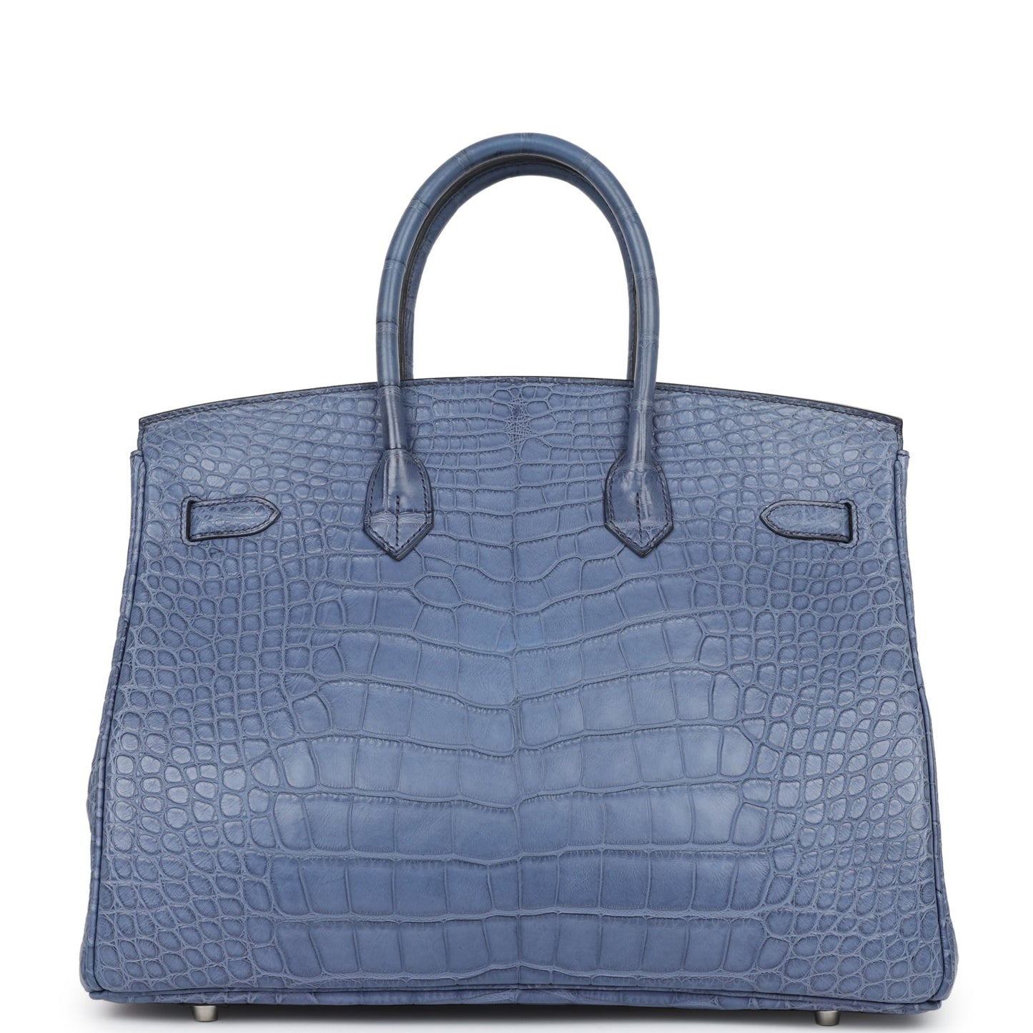 Top Quality Luxury Hermes Birkin 35 Bleu Brighton Matte Alligator Palladium Hardware