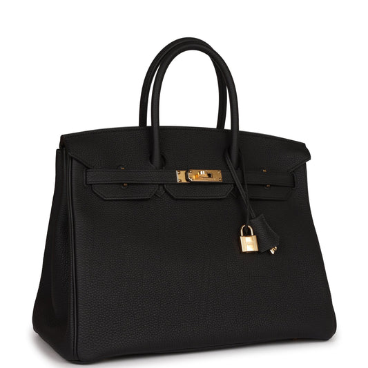 Luxury Hermes Birkin 35 Black Togo Gold Hardware