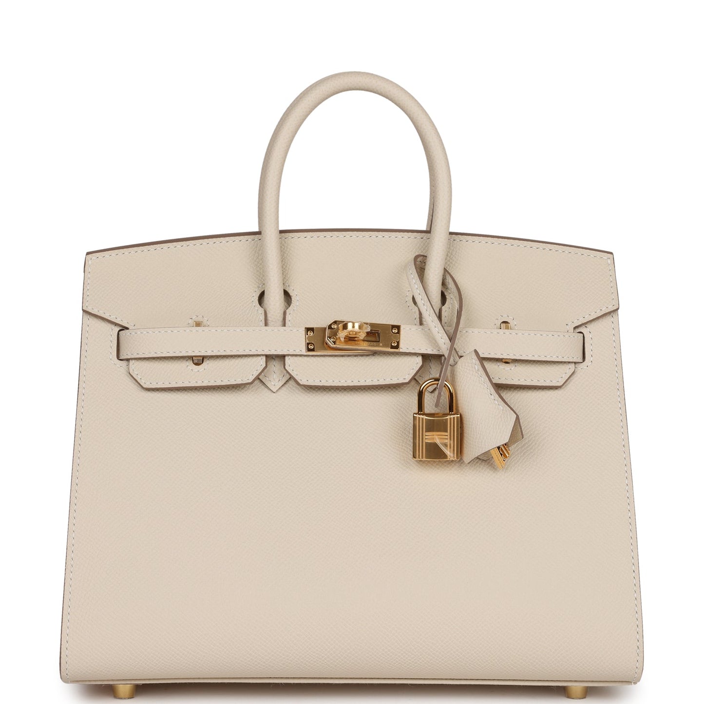 Luxury Hermes Birkin Sellier 25 Craie Epsom Gold Hardware