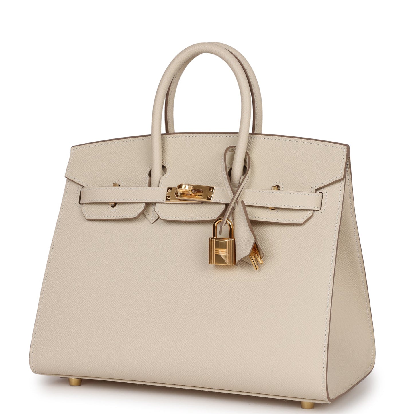 Luxury Hermes Birkin Sellier 25 Craie Epsom Gold Hardware