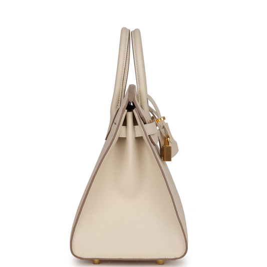 Luxury Hermes Birkin Sellier 25 Craie Epsom Gold Hardware