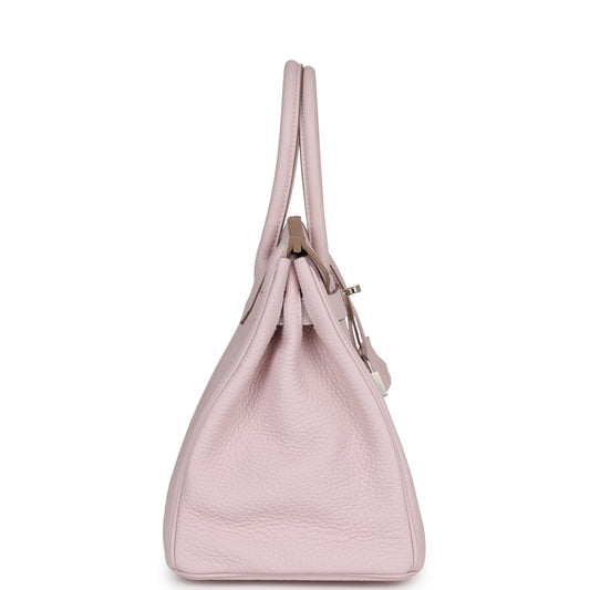 Luxury Hermes Birkin 30 Mauve Pale Clemence Palladium Hardware