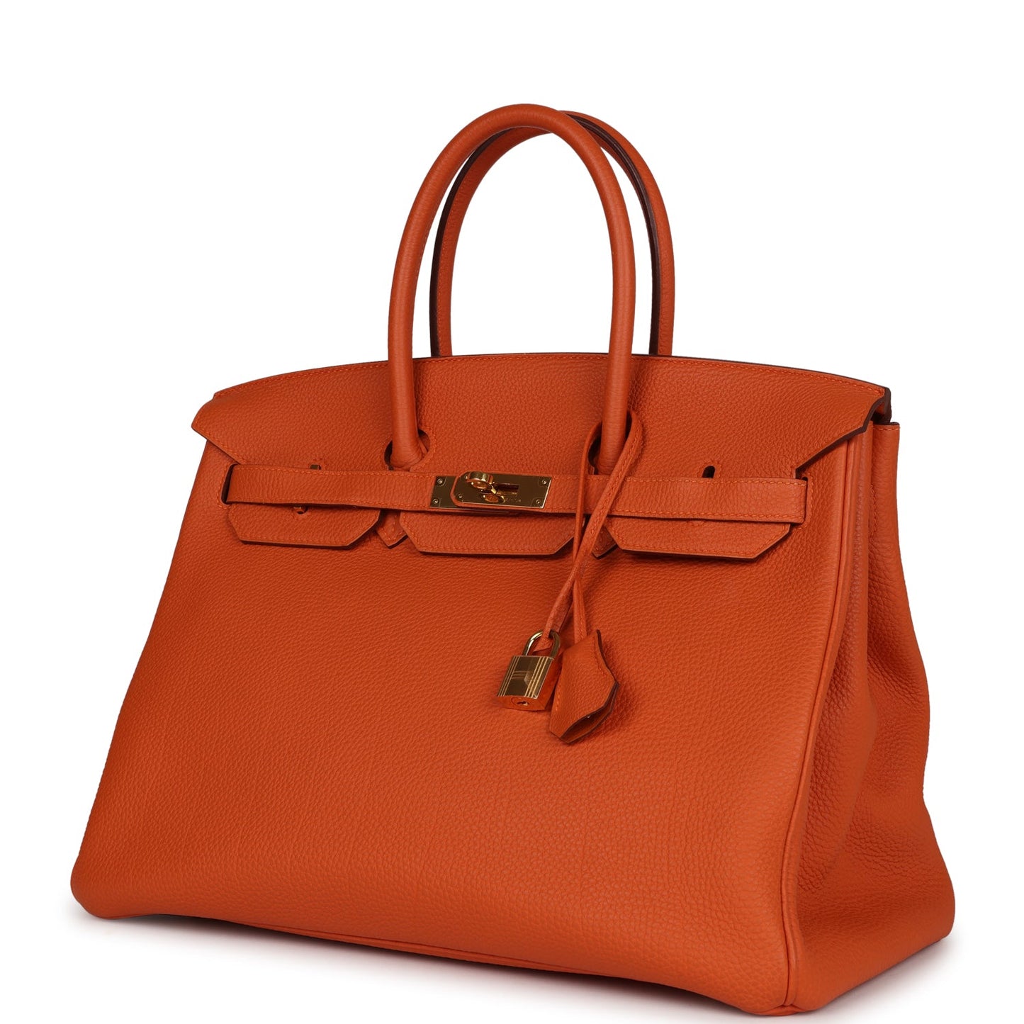 Top Quality Luxury Hermes Birkin 35 Orange H Clemence Gold Hardware