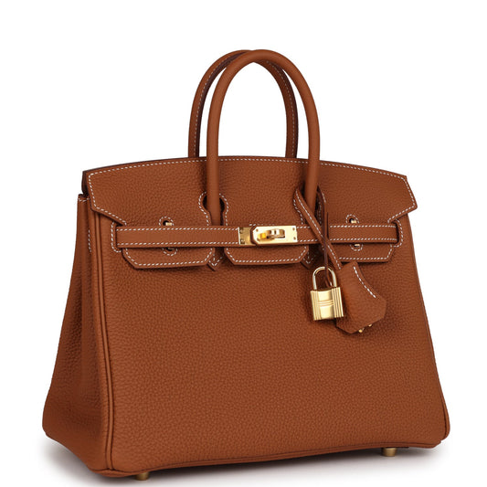 Luxury Hermes Birkin 25 Gold Togo Gold Hardware