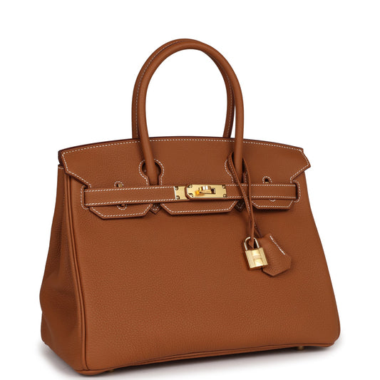 Luxury Hermes Birkin 30 Gold Togo Gold Hardware