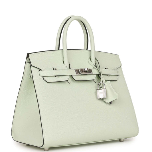 Luxury Hermes Birkin Sellier 25 Vert Fizz Epsom Palladium Hardware