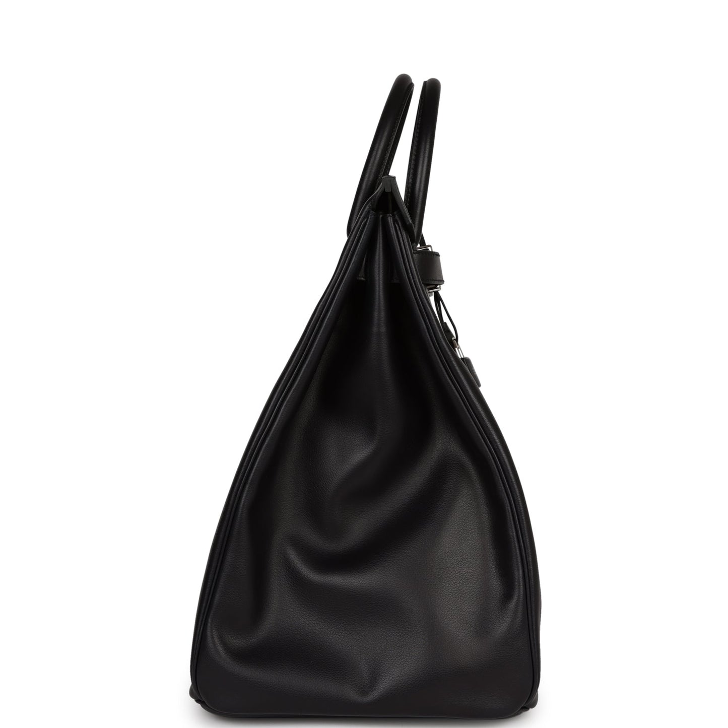 Luxury Hermes Birkin 40 HAC "Rock" Black Evercolor Palladium Hardware