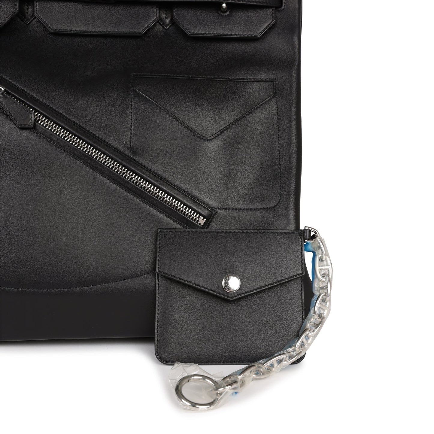 Luxury Hermes Birkin 40 HAC "Rock" Black Evercolor Palladium Hardware