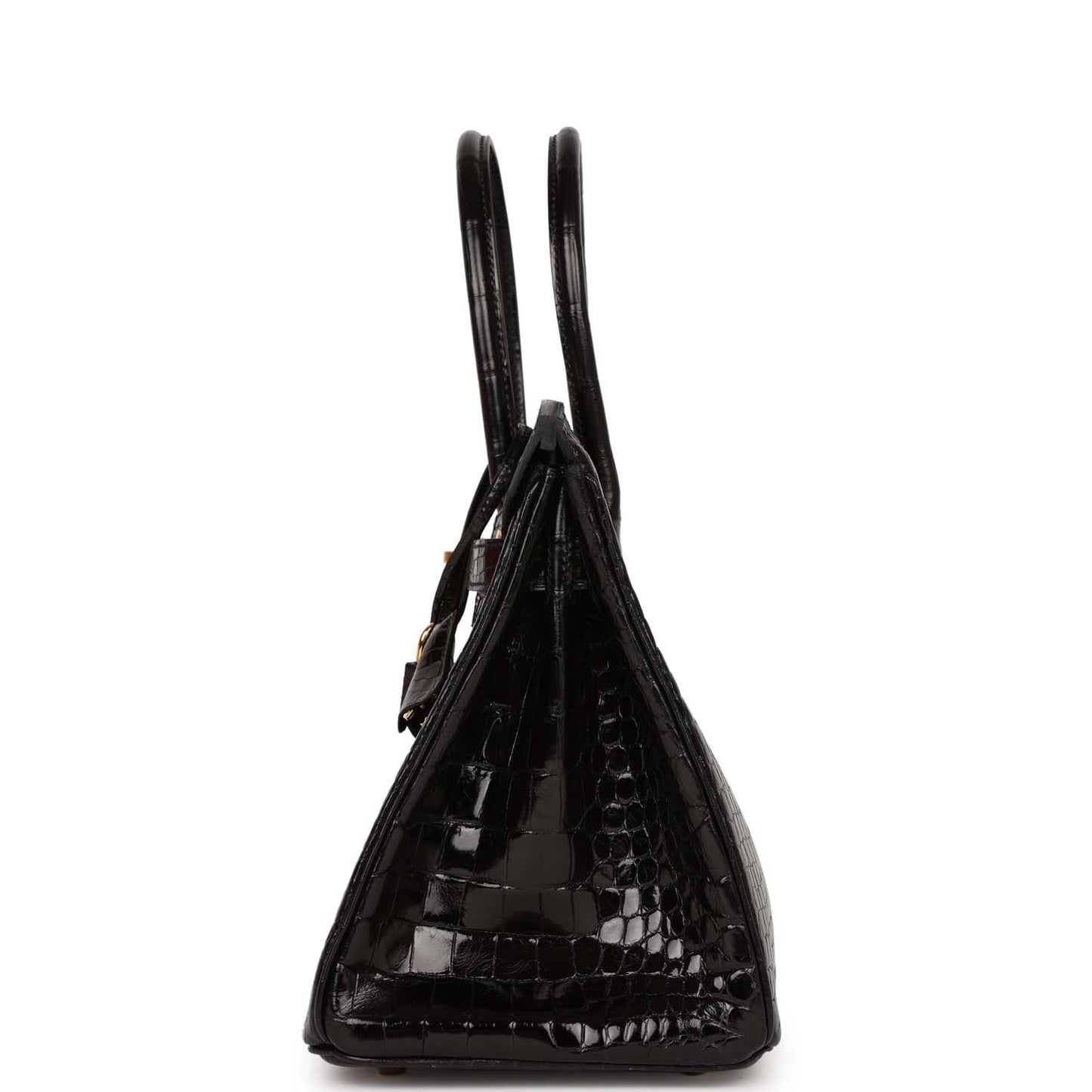 Luxury Hermes Birkin 30 Black Shiny Crocodile Porosus Gold Hardware