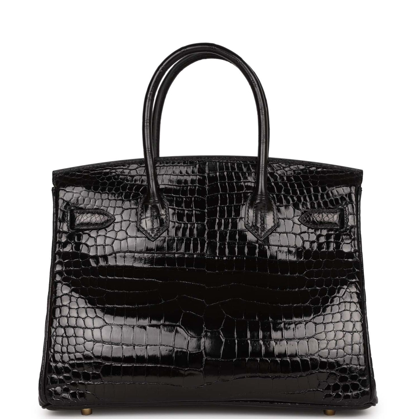 Luxury Hermes Birkin 30 Black Shiny Crocodile Porosus Gold Hardware