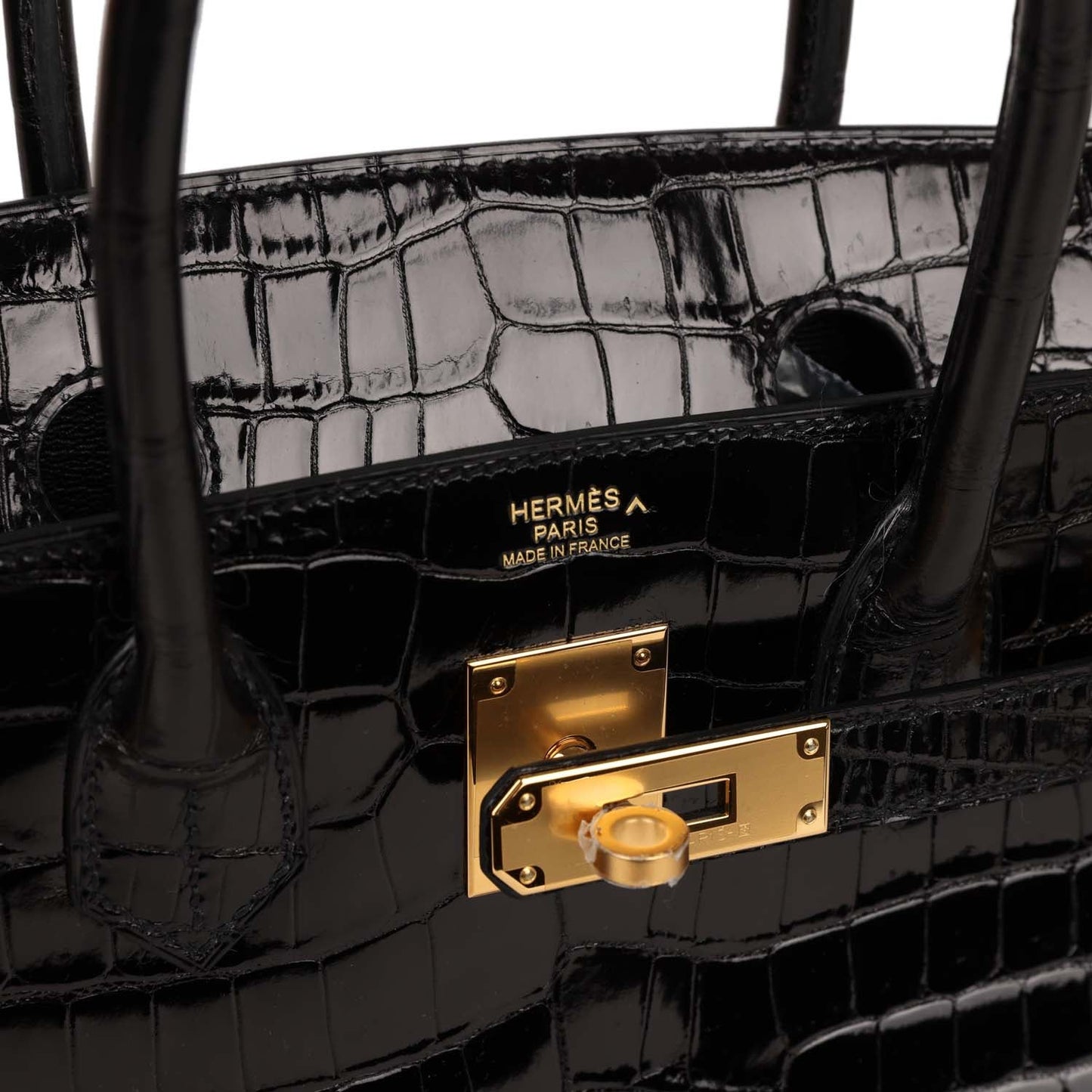 Luxury Hermes Birkin 30 Black Shiny Crocodile Porosus Gold Hardware