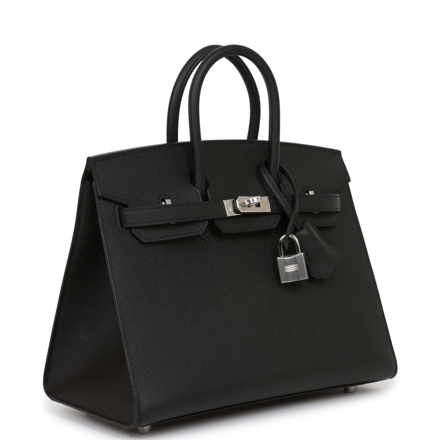 Luxury Hermes Birkin Sellier 25 Black Epsom Palladium Hardware
