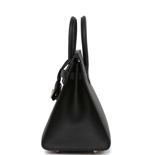 Luxury Hermes Birkin Sellier 25 Black Epsom Palladium Hardware