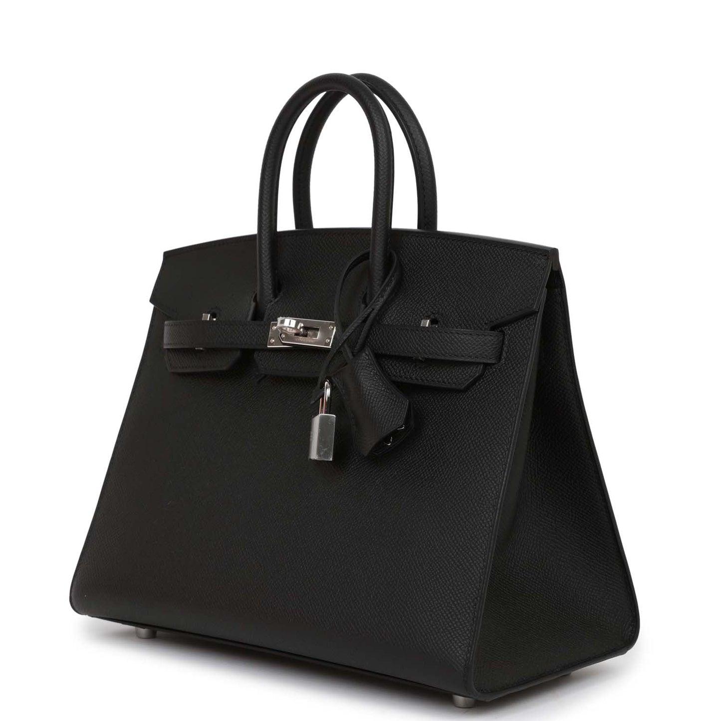 Luxury Hermes Birkin Sellier 25 Black Epsom Palladium Hardware