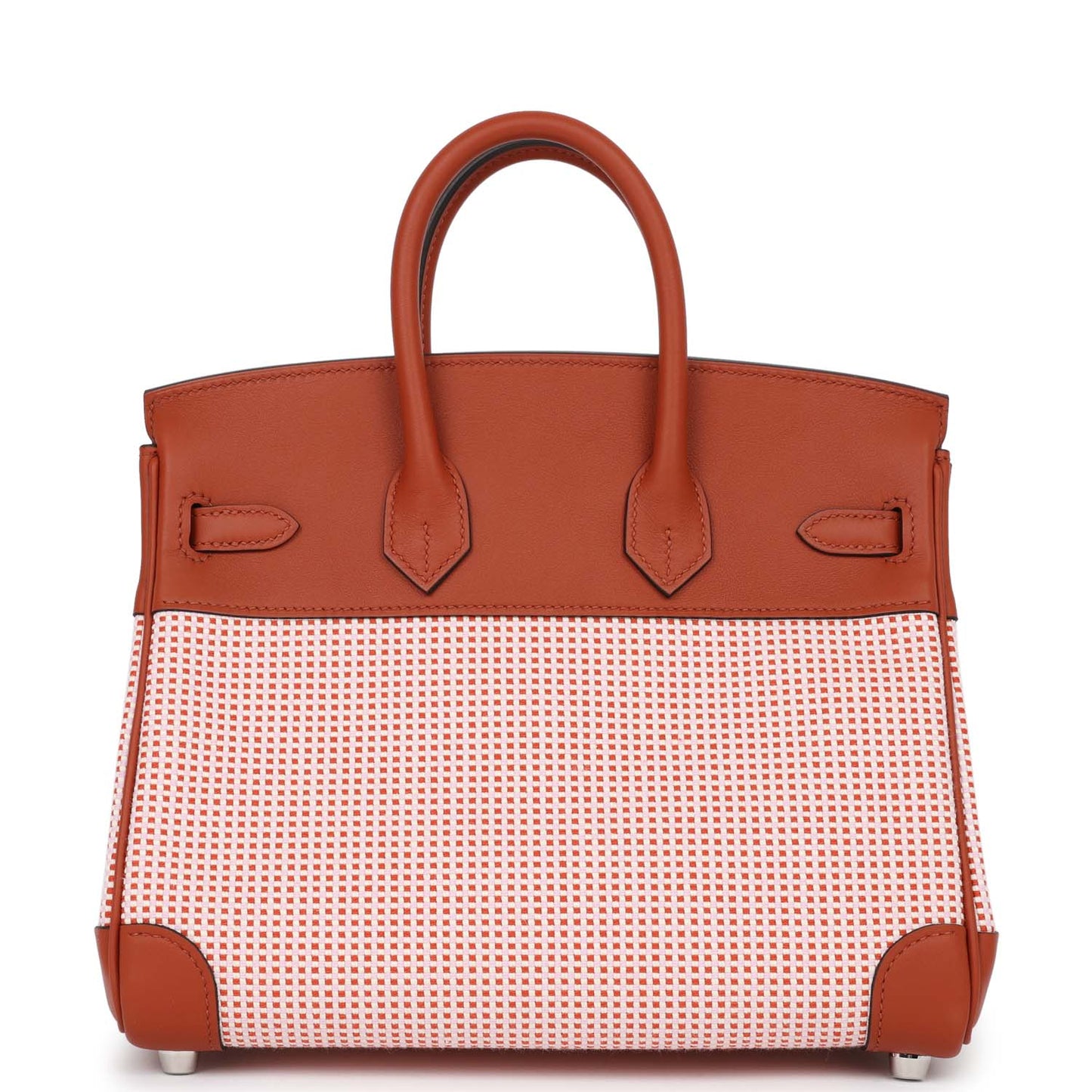 Luxury Hermes Quadrille Birkin 25 Sanguine Swift and Toile Palladium Hardware
