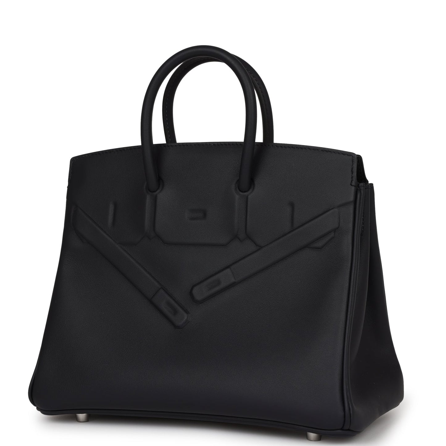 Luxury Hermes Birkin Shadow 25 Caban Swift Palladium Hardware