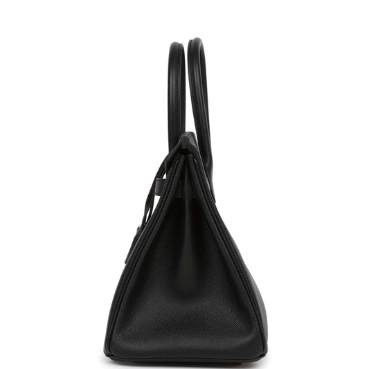 Luxury Hermes Birkin 30 Black Epsom Palladium Hardware