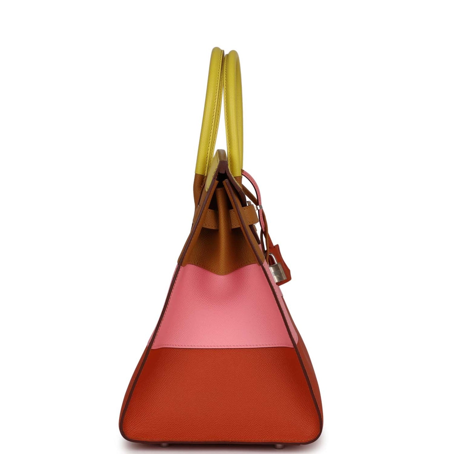 Luxury Hermes "Sunrise" Birkin Sellier 35 Rainbow Epsom Palladium Hardware
