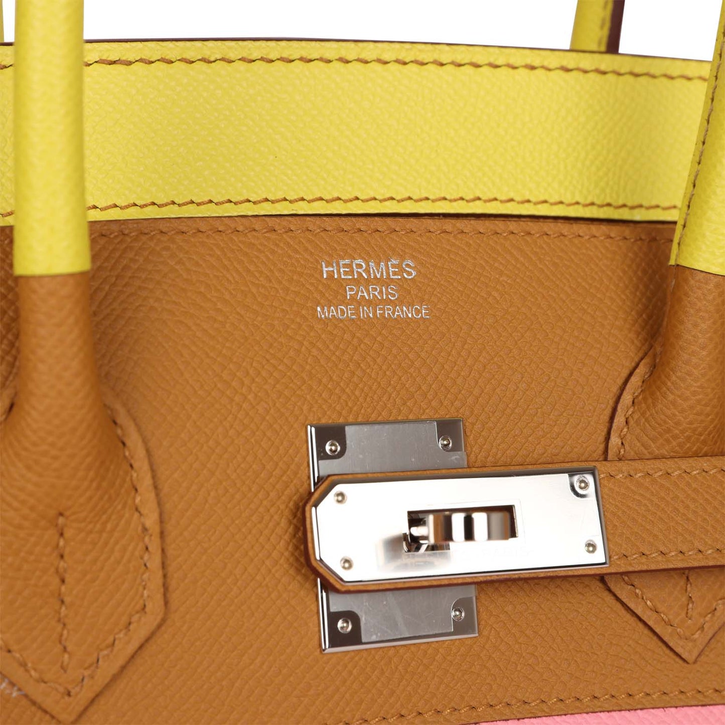 Luxury Hermes "Sunrise" Birkin Sellier 35 Rainbow Epsom Palladium Hardware