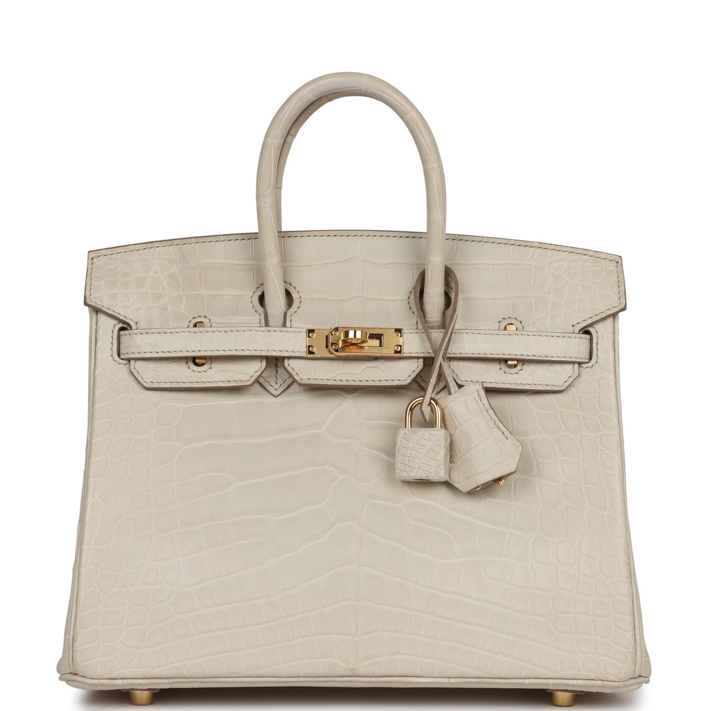 Luxury Hermes Birkin 25 Beton Matte Alligator Gold Hardware