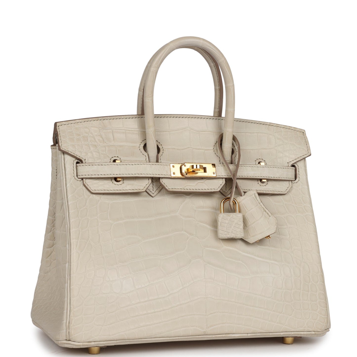 Luxury Hermes Birkin 25 Beton Matte Alligator Gold Hardware