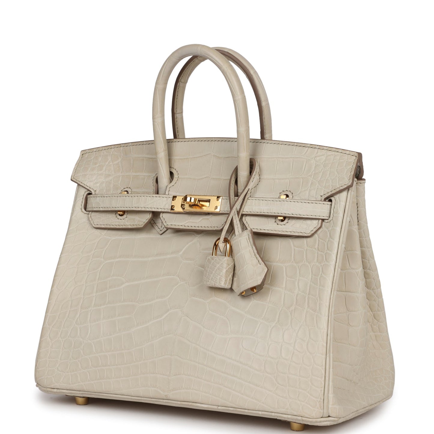 Luxury Hermes Birkin 25 Beton Matte Alligator Gold Hardware