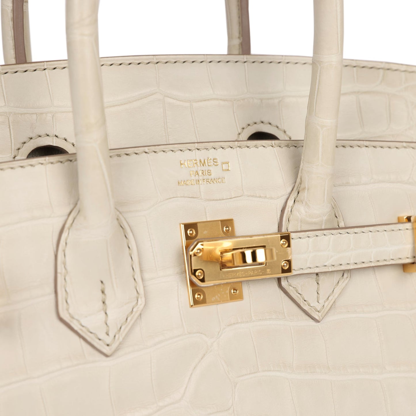 Luxury Hermes Birkin 25 Beton Matte Alligator Gold Hardware