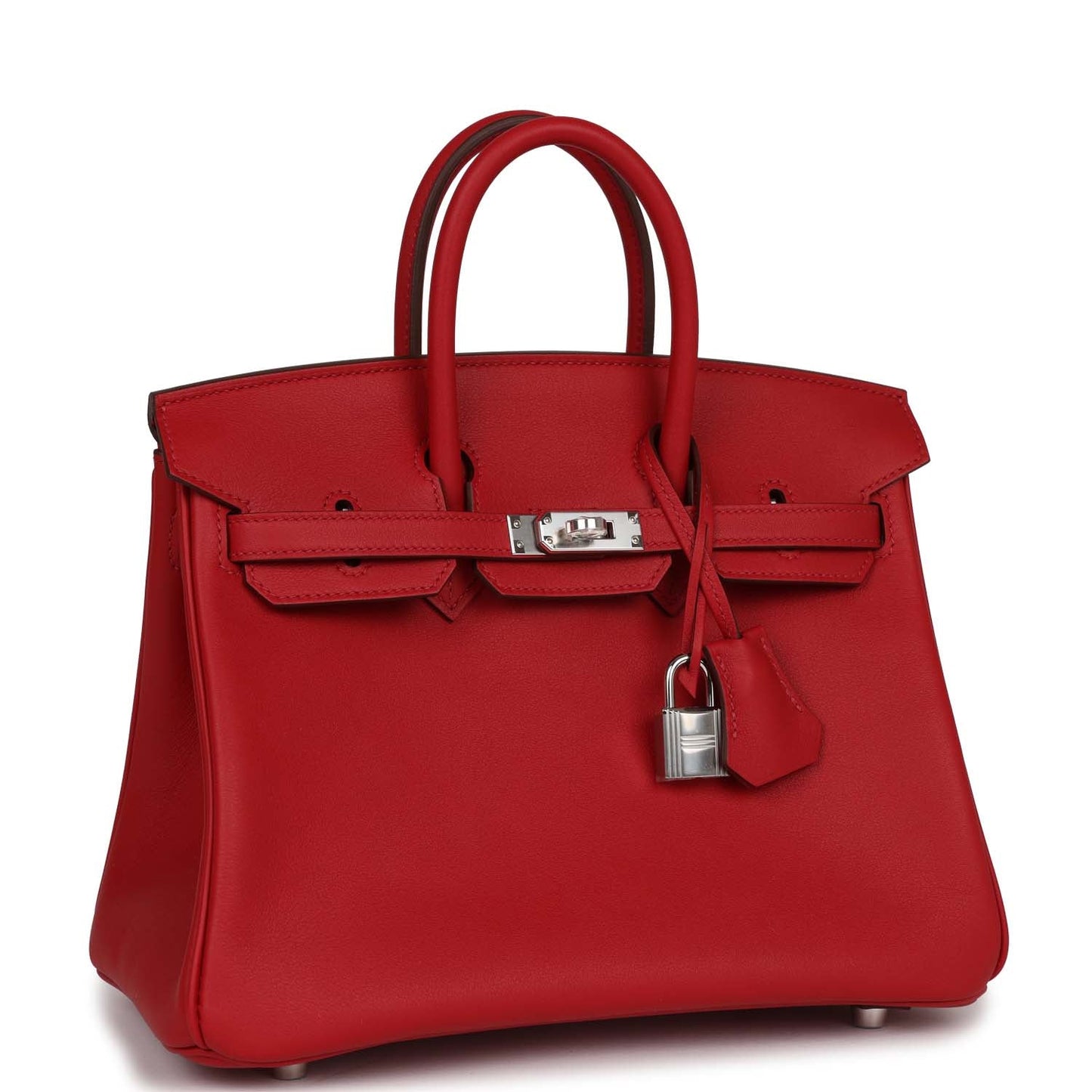 Luxury Hermes Birkin 25 Rouge Piment Swift Palladium Hardware