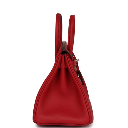 Luxury Hermes Birkin 25 Rouge Piment Swift Palladium Hardware