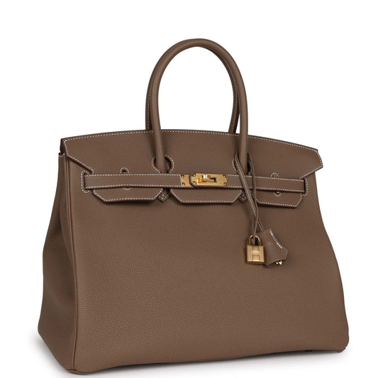 Luxury Hermes Birkin 35 Etoupe Togo Gold Hardware