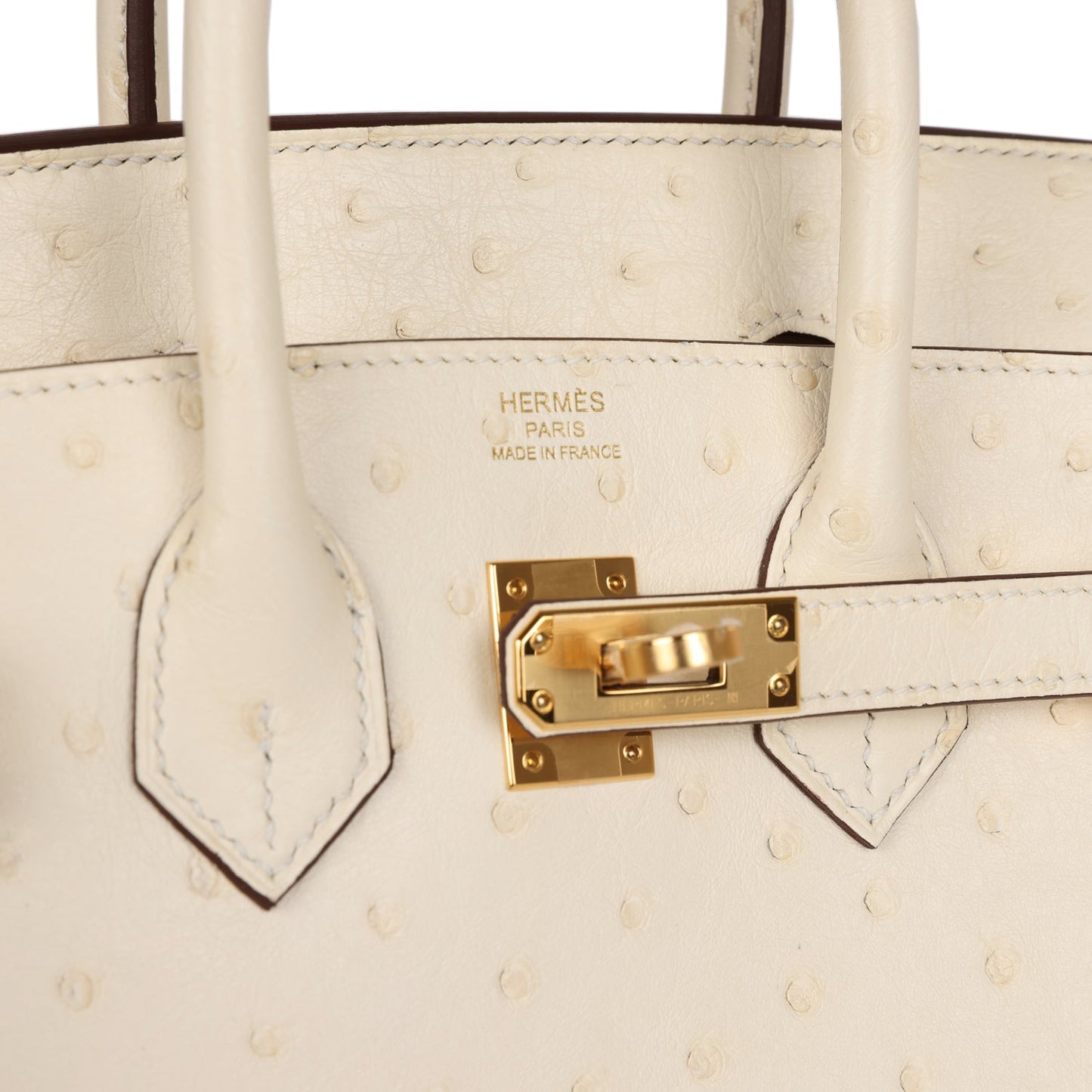Luxury Hermes Birkin 25 Nata Ostrich Gold Hardware
