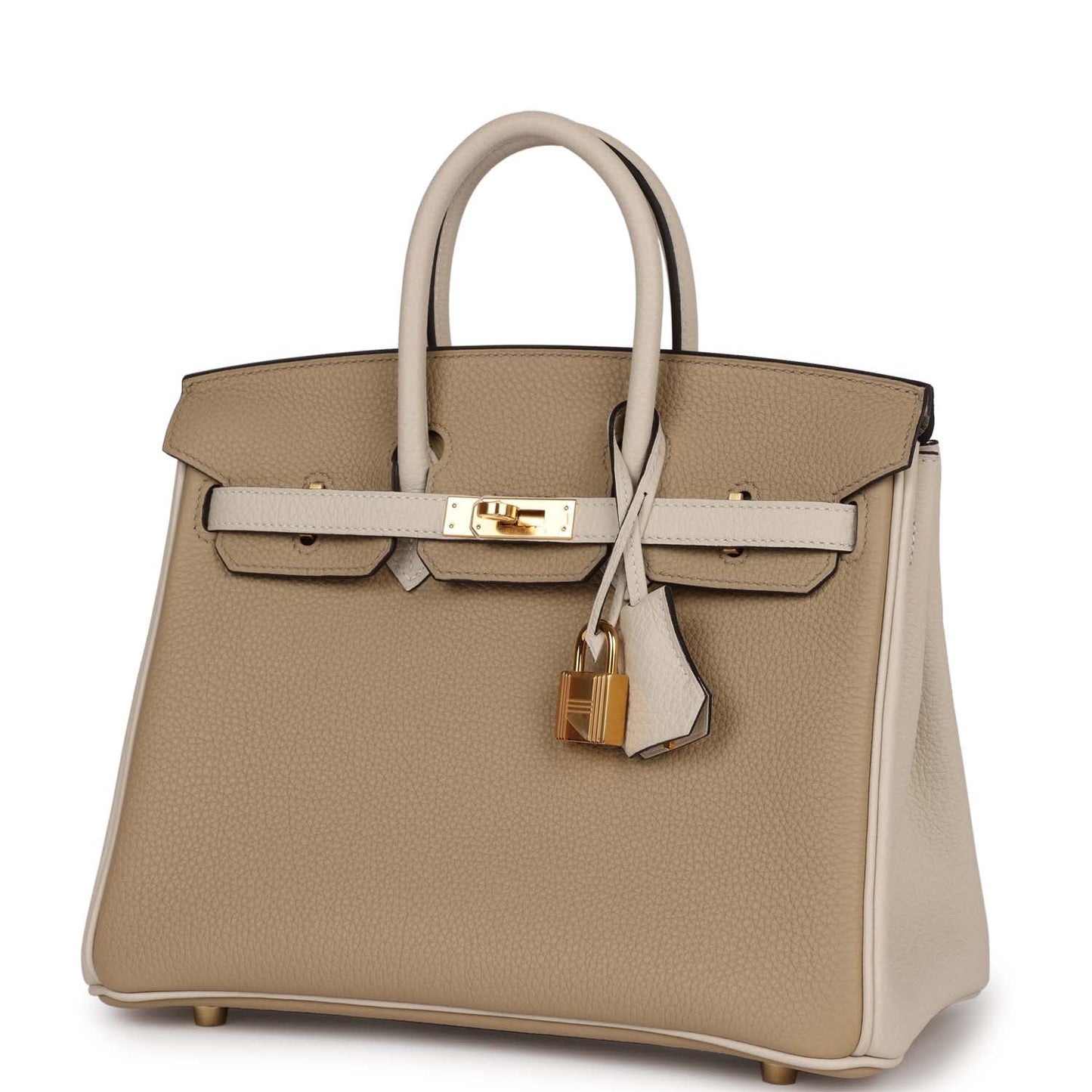 Luxury Hermes Special Order (HSS) Birkin 25 Trench and Beton Togo Gold Hardware