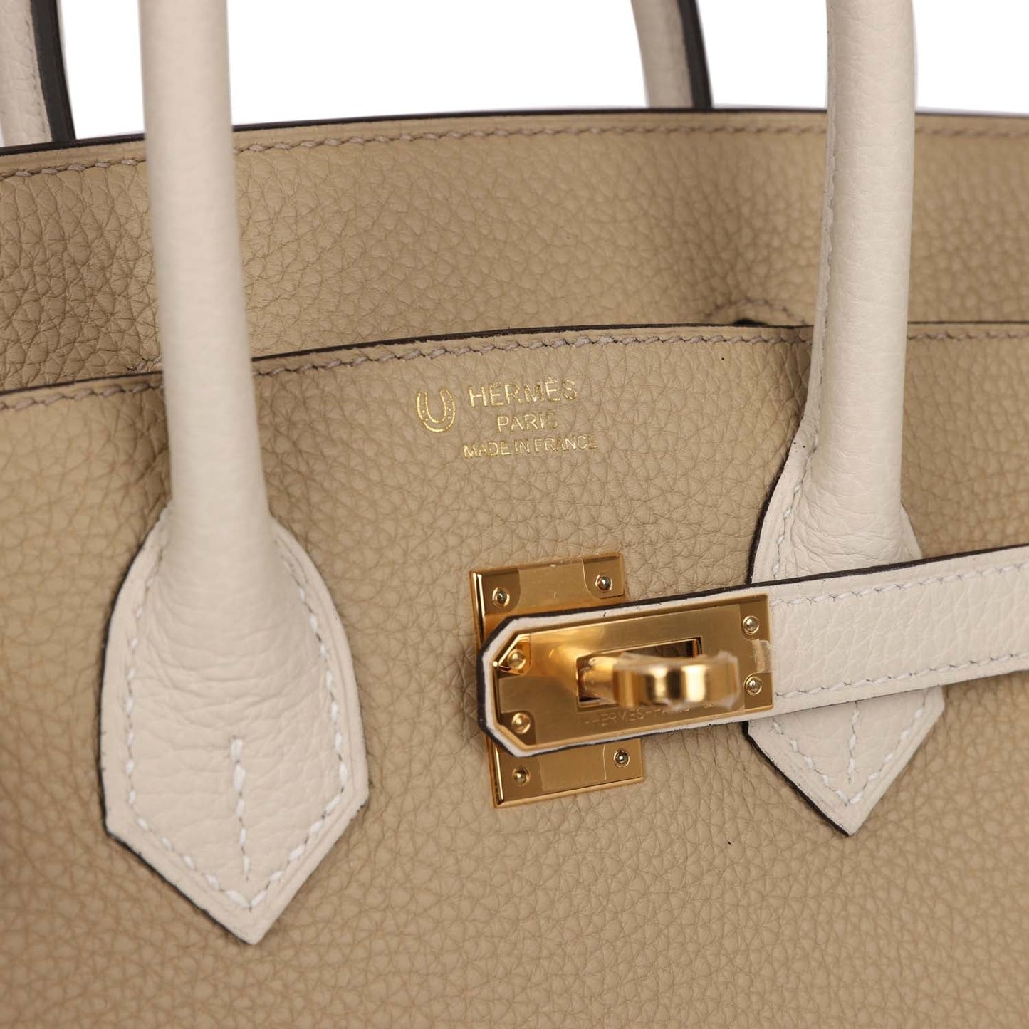 Luxury Hermes Special Order (HSS) Birkin 25 Trench and Beton Togo Gold Hardware
