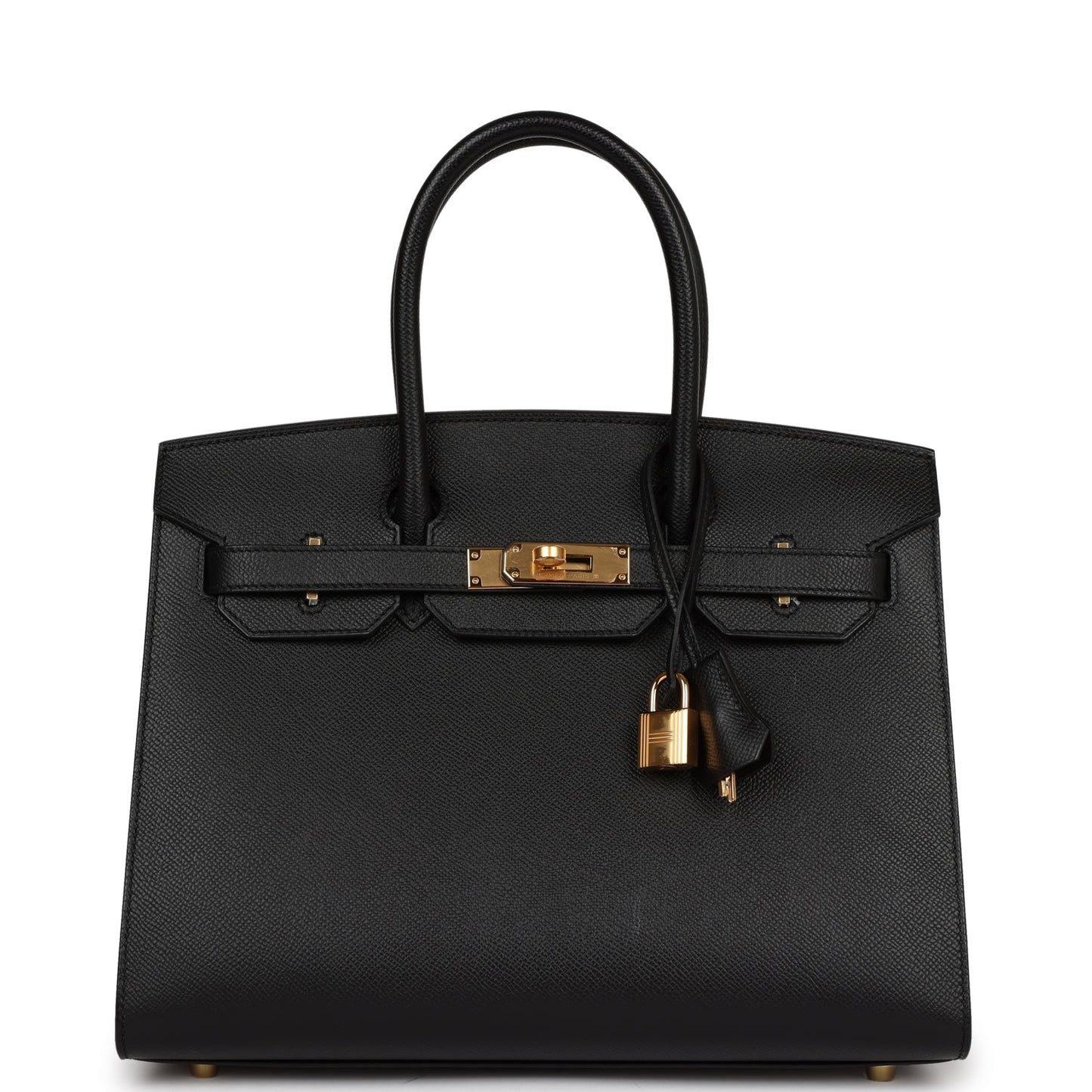 Luxury Hermes Birkin Sellier 30 Black Epsom Gold Hardware