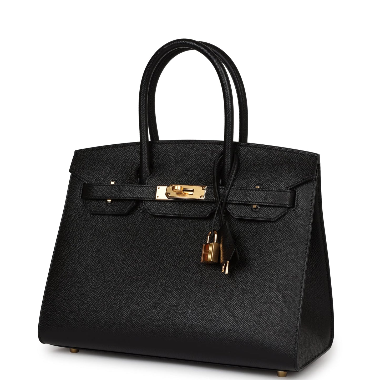 Luxury Hermes Birkin Sellier 30 Black Epsom Gold Hardware