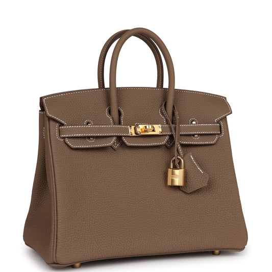 Luxury Hermes Birkin 25 Etoupe Togo Gold Hardware