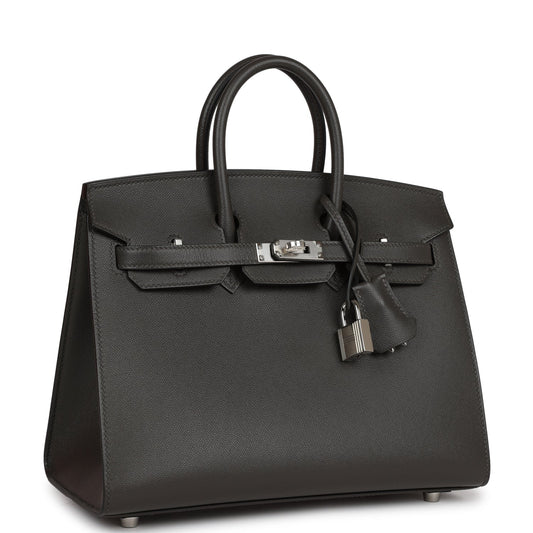 Luxury Hermes Birkin Sellier 25 Gris Meyer Madame Palladium Hardware