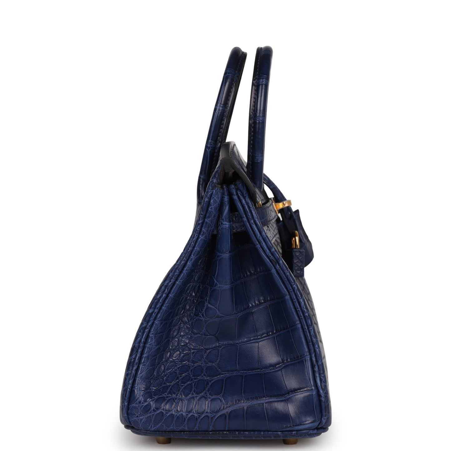 Luxury Hermes Birkin 25 Bleu Saphir Matte Alligator Gold Hardware