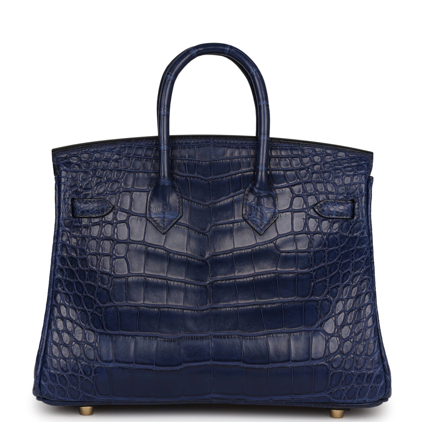 Luxury Hermes Birkin 25 Bleu Saphir Matte Alligator Gold Hardware