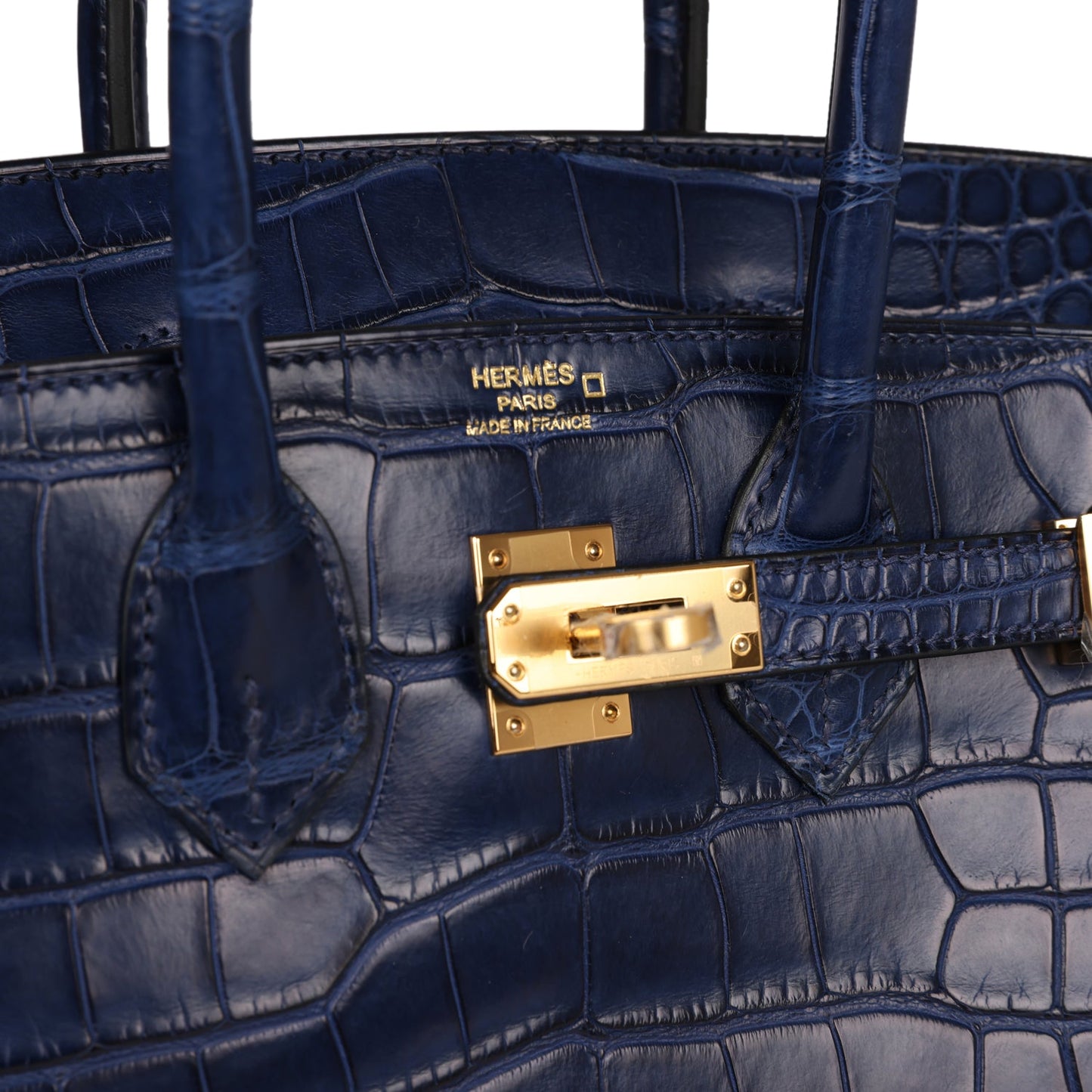 Luxury Hermes Birkin 25 Bleu Saphir Matte Alligator Gold Hardware