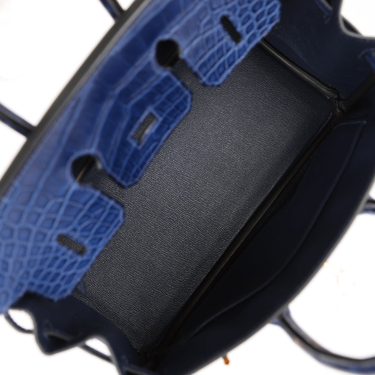 Luxury Hermes Birkin 25 Bleu Saphir Matte Alligator Gold Hardware