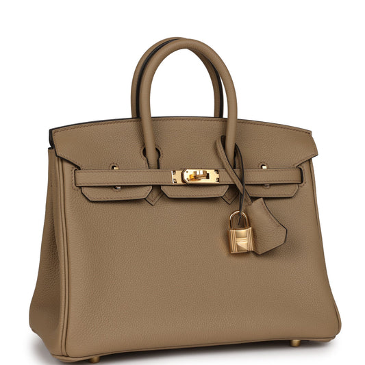 Luxury Hermes Birkin 25 Beige Marfa Togo Gold Hardware