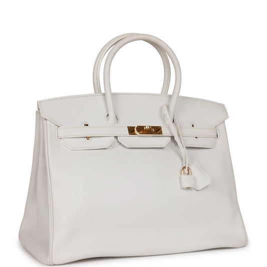 Top Quality Luxury Hermes Birkin 35 White Epsom Gold Hardware